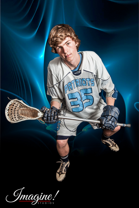Matthew poses in his lacrosse stance
