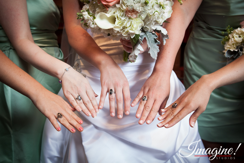 Layne and her bridesmaids show off their Clemson class rings