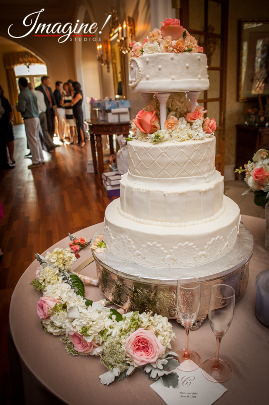Wedding cake on display at the reception