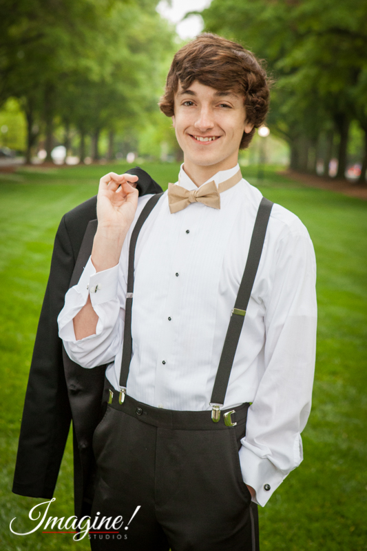 Jacob handsomely poses for an individual photo on the Furman University mall